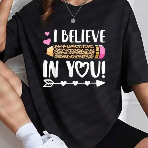 Women Crew Neck Short Sleeve T‑Shirt