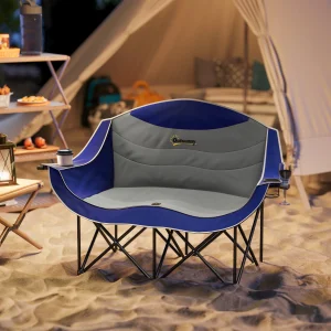 Double Camping Chair Padded Folding, Blue