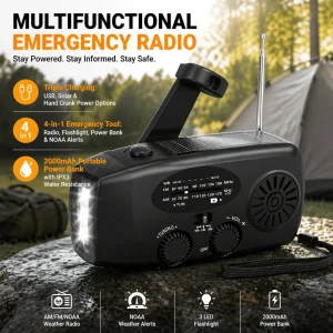 Emergency Radio Hand Crank Solar Powered Weather Radio