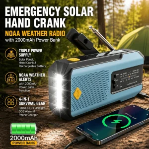 Emergency Radio Solar Hand Crank NOAA Weather Radio AM FM